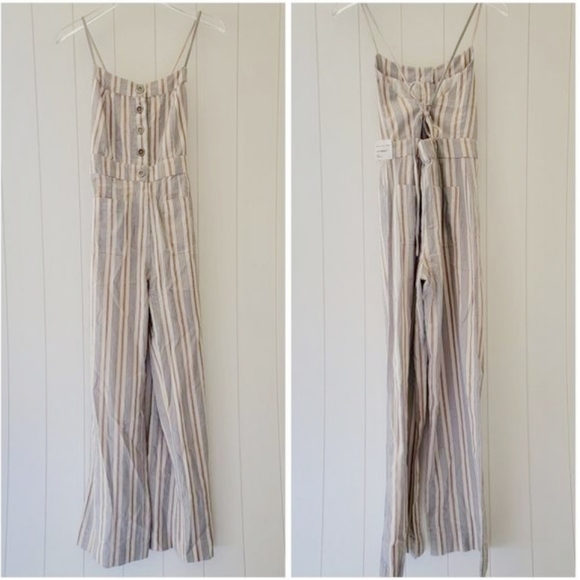 L*Space Dream On Striped Button Front Sleeveless Strappy Jumpsuit Size X… - Picture 10 of 10
